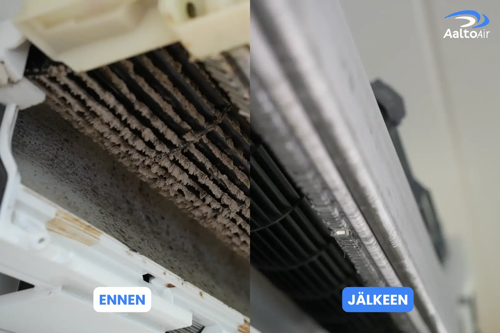 Likainen ilmalämpöpumpun kenno ja puhallin voivat heikentää tehoa ja aiheuttaa hajuhaittoja